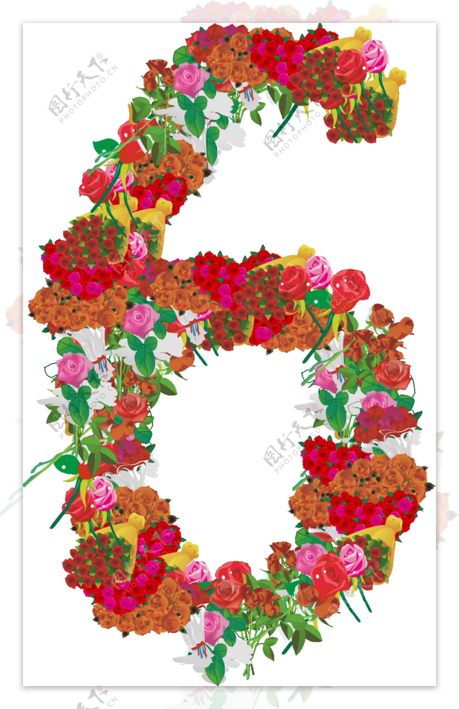 玫瑰花组成的数字6图片