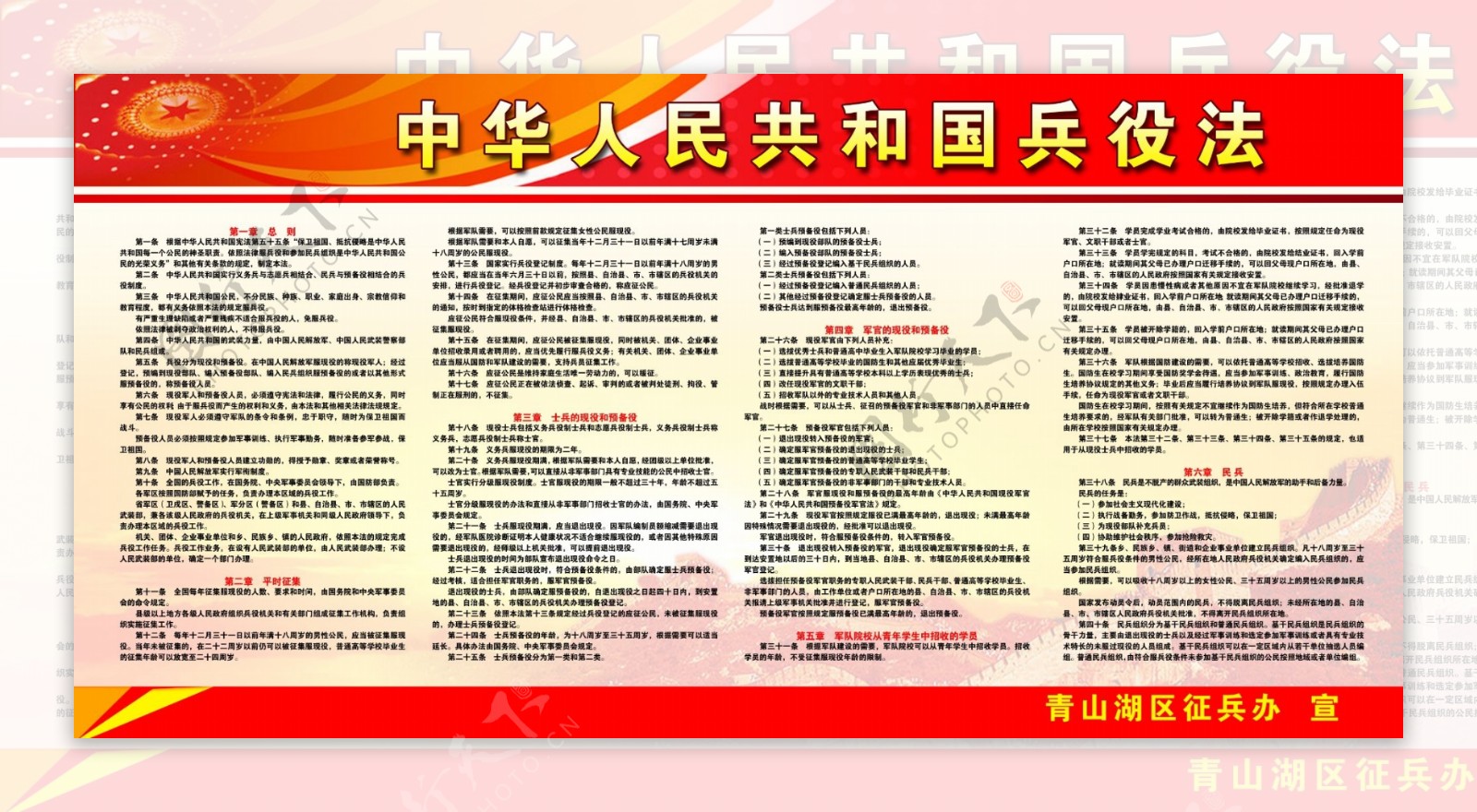 中华人民共和国兵役法展板图片