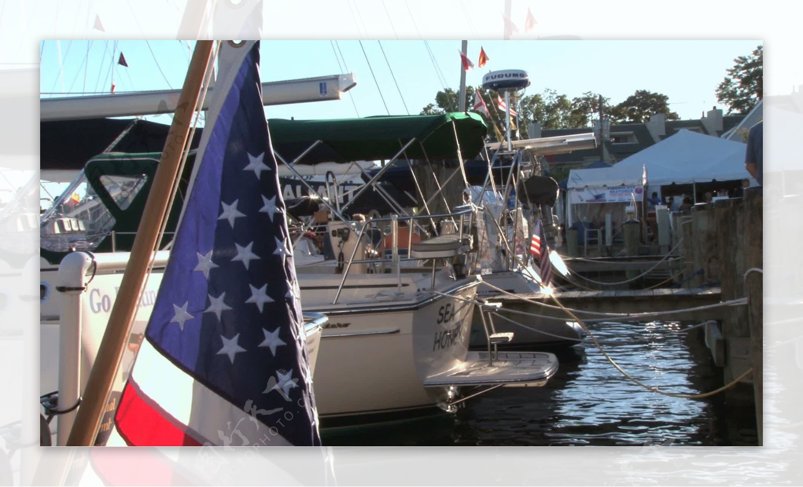 美国国旗的船只和捆绑证券的录像视频免费下载