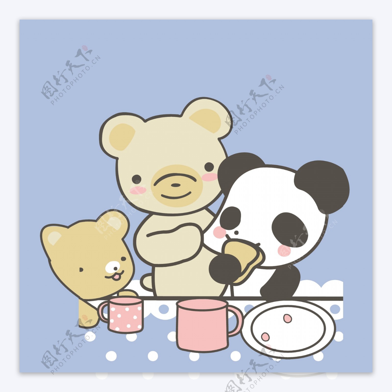 印花矢量图可爱卡通动物熊熊猫免费素材