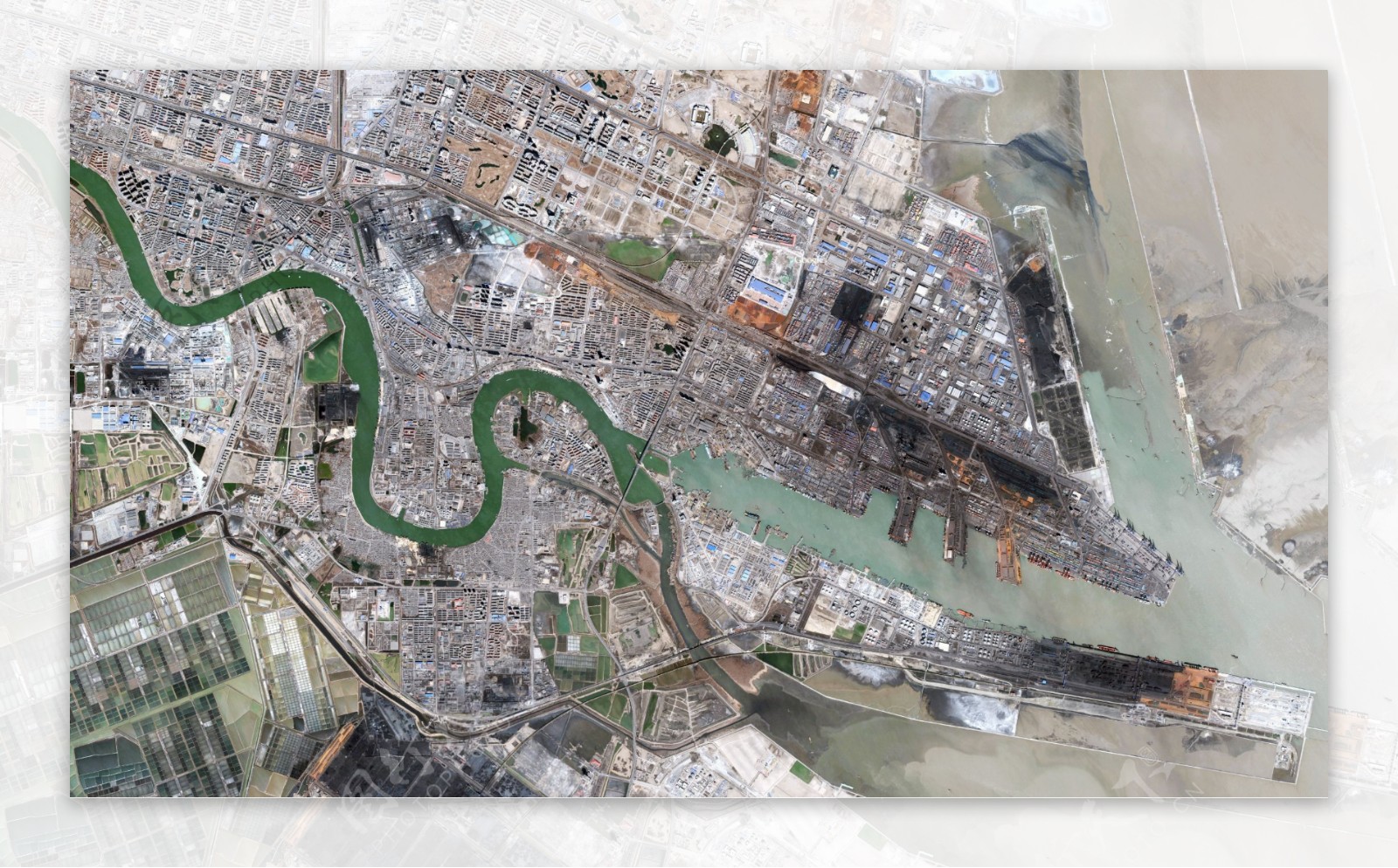 2008年天津港卫星鸟瞰图图片
