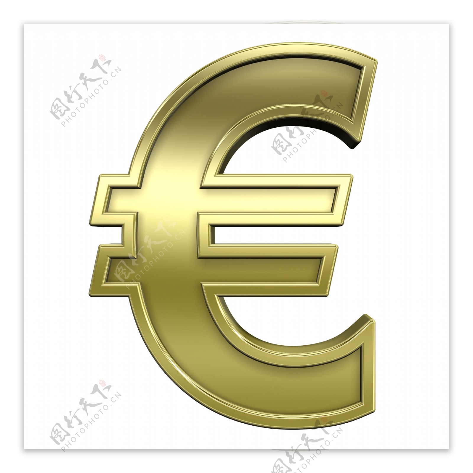 欧元符号从闪亮的金框字符集