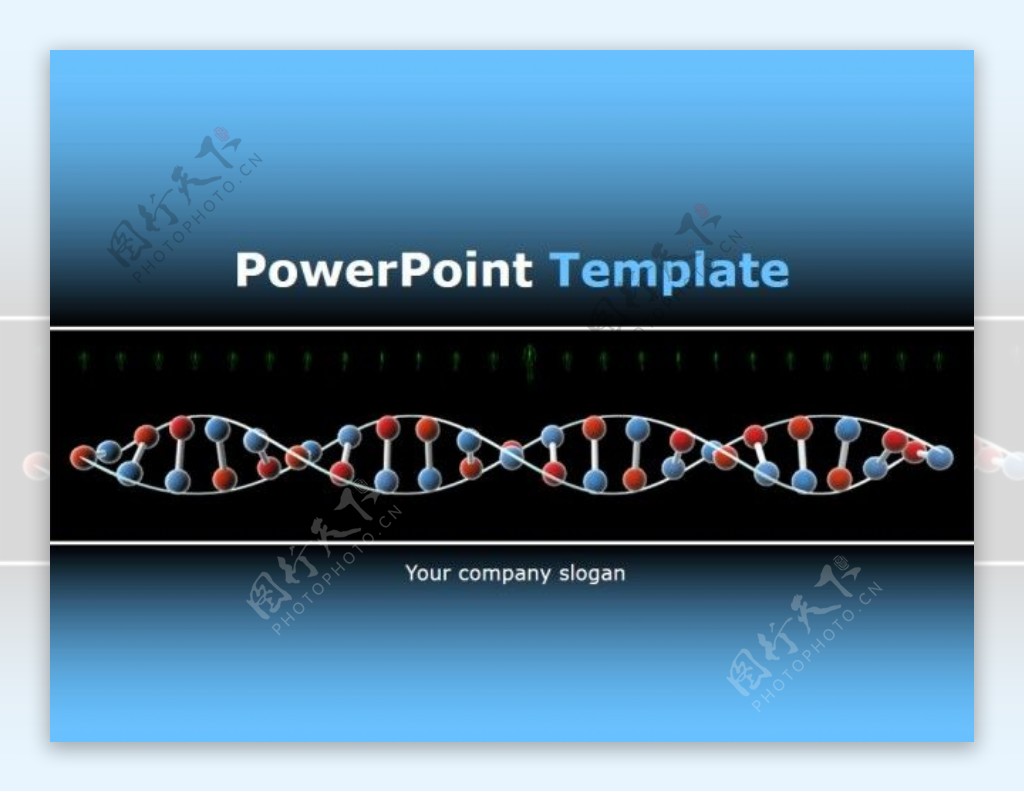 医务深蓝色DNA曲线结构ppt模板