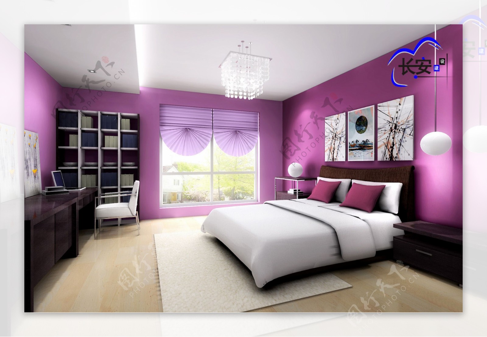 紫色卧房