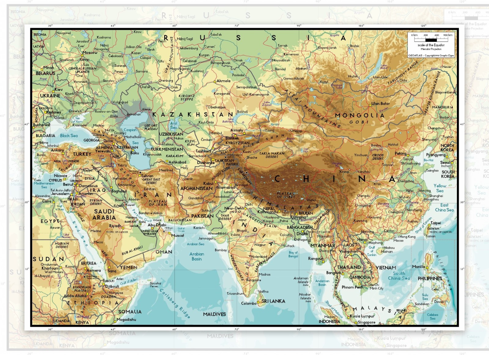 美丽的亚洲地图矢量素材