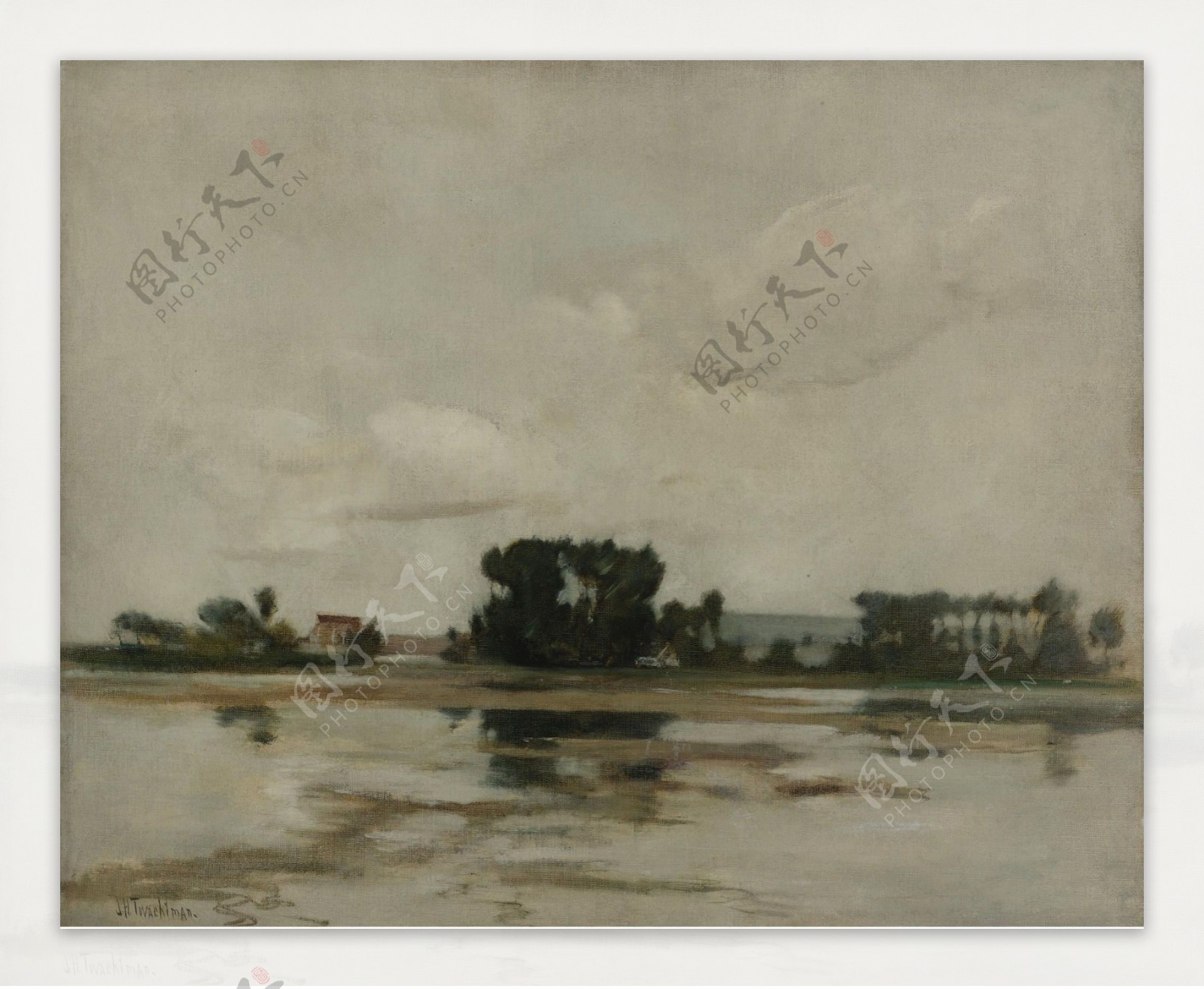 JohnHenryTwachtmanThePond1884画家风景画静物油画建筑油画装饰画