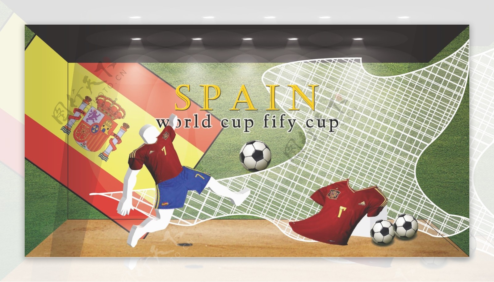 西班牙实景橱窗西班牙足球图片