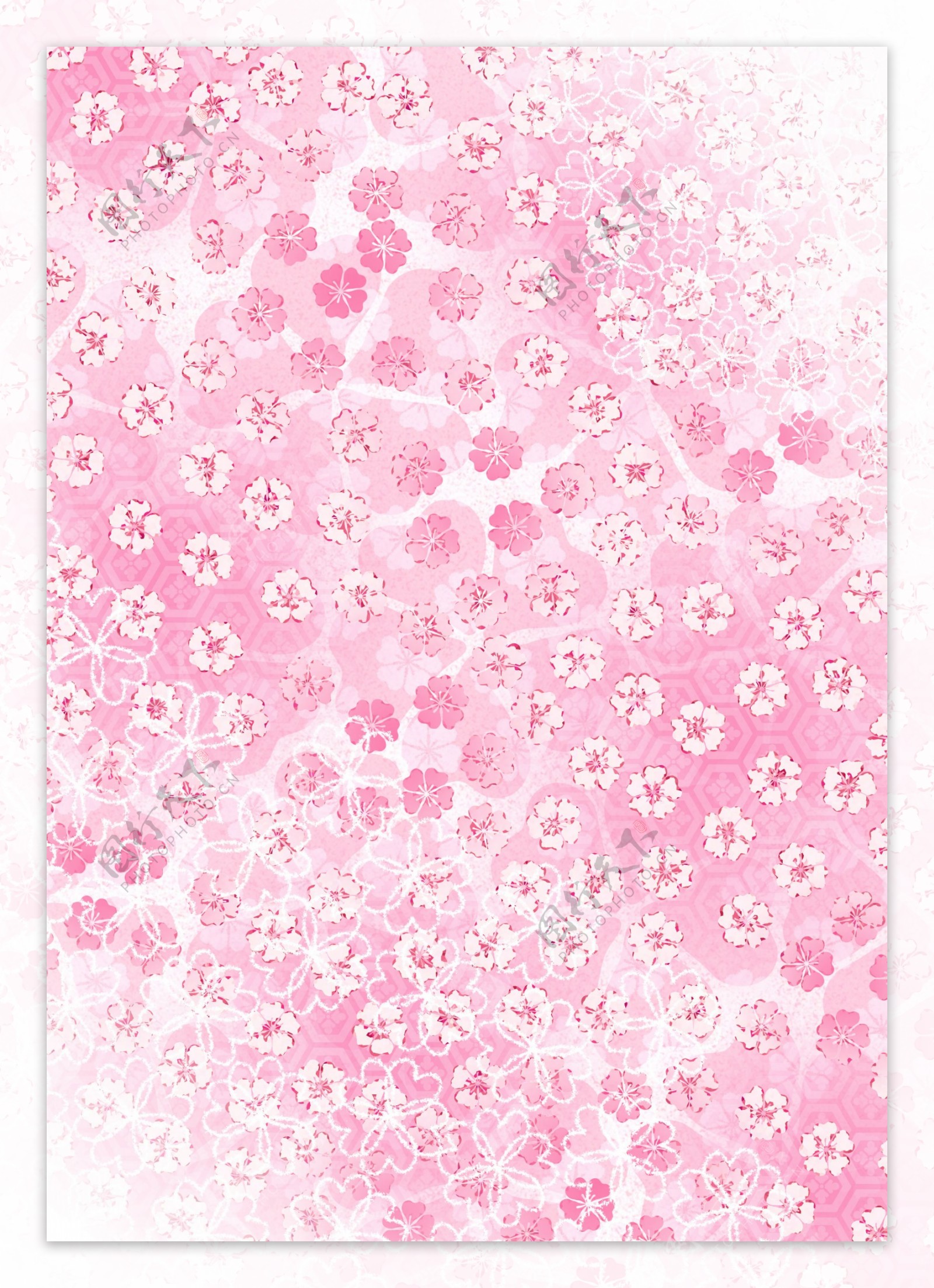 粉色花儿盛开底纹花纹素材