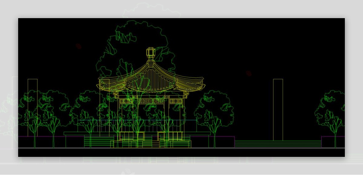 公园景观亭立面图图片