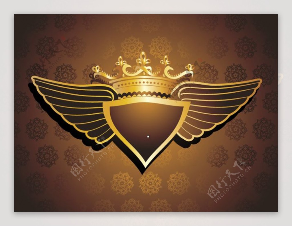 皇冠翅膀花纹背景矢量图