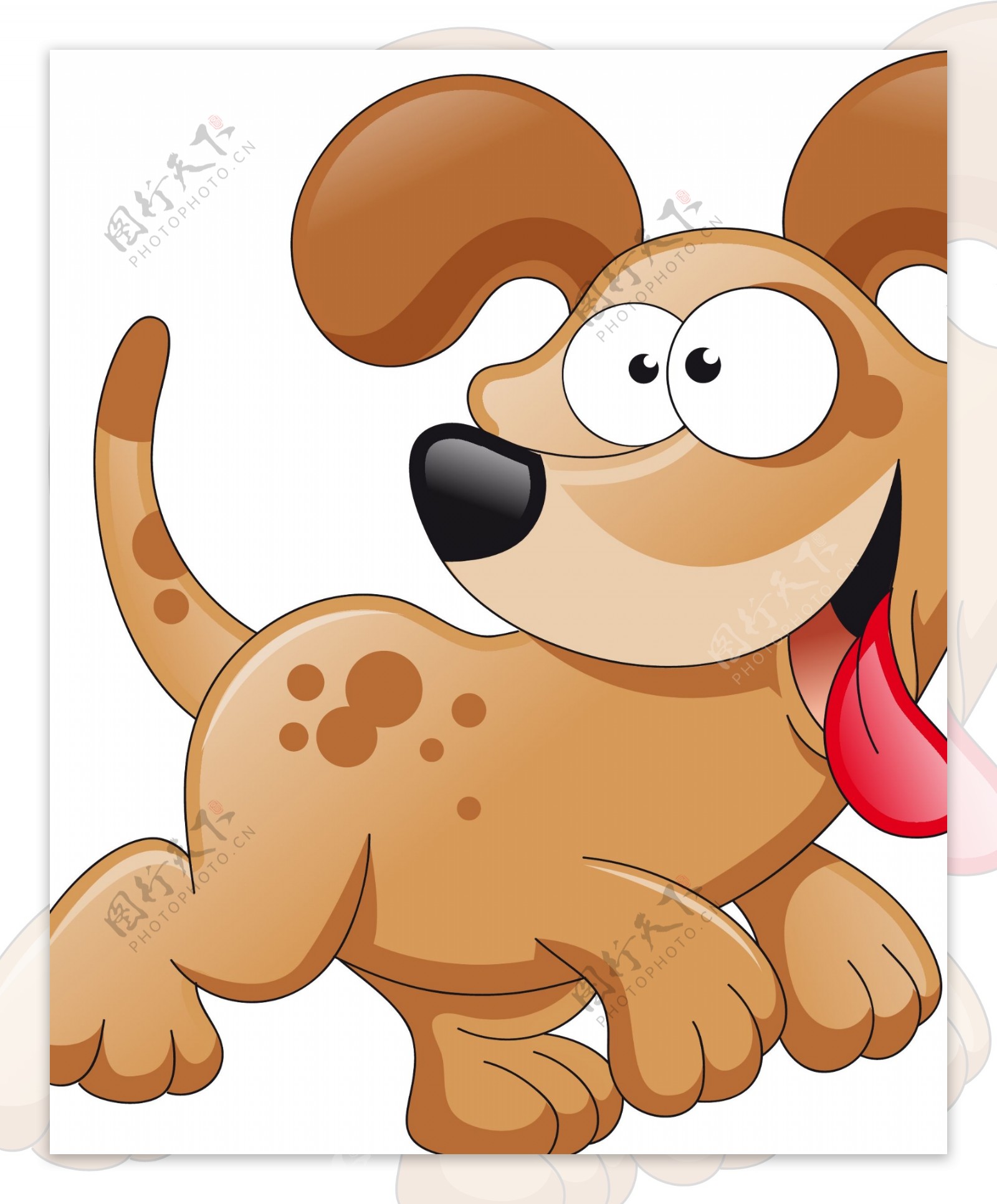 印花矢量图可爱卡通卡通动物狗色彩免费素材