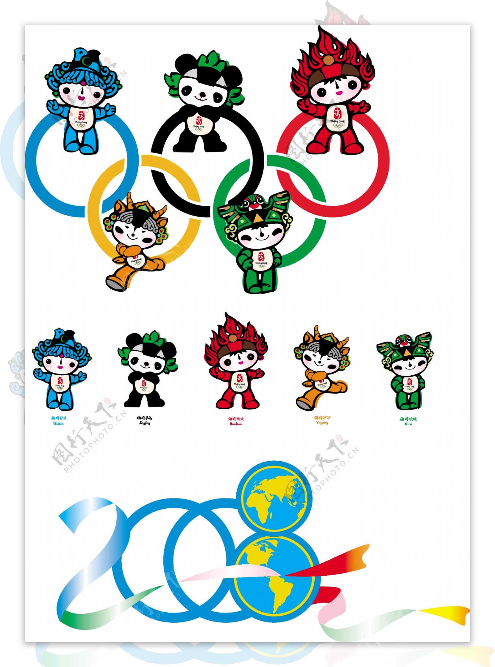 2008奥运吉祥物福娃矢量素材