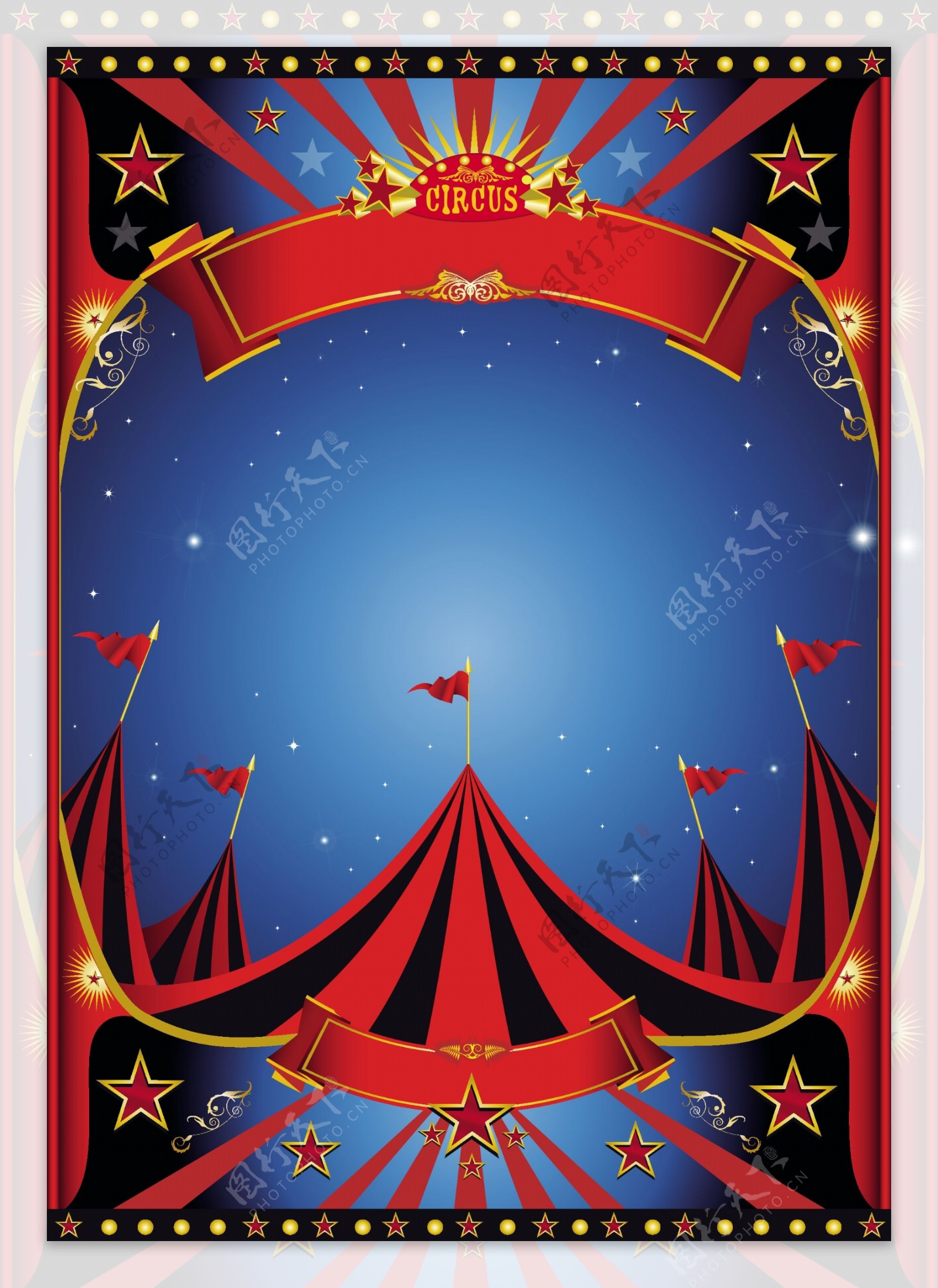 复古风格的马戏团的海报设计矢量图01