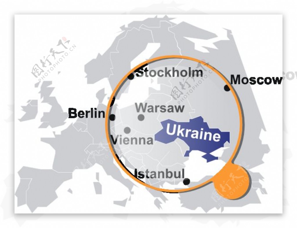 乌克兰地图放大镜夹下的艺术