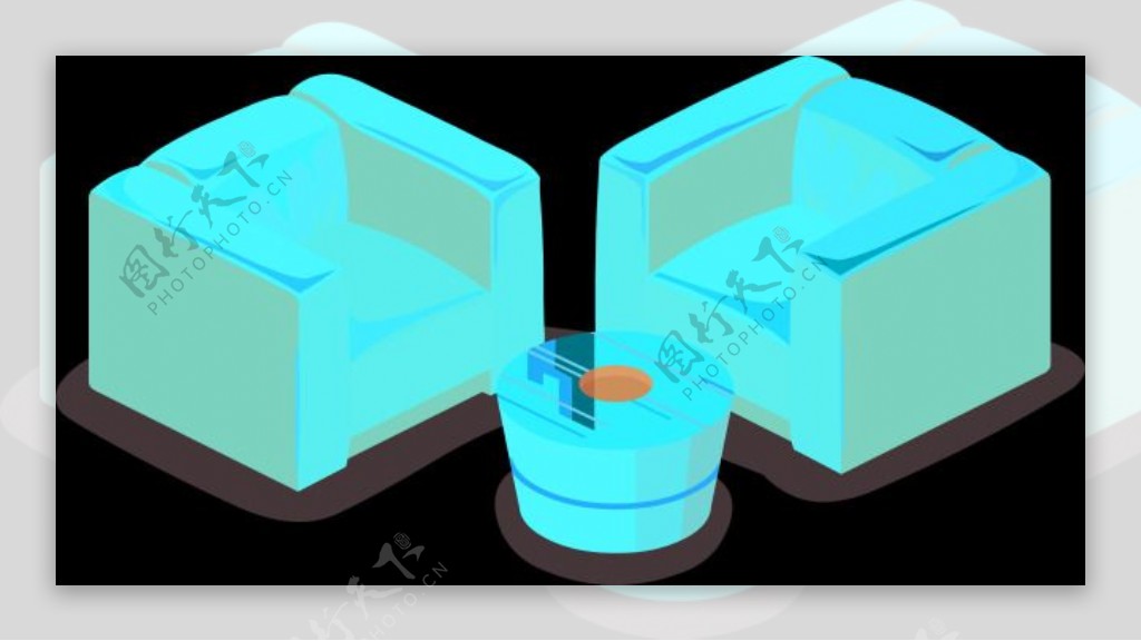 沙发椅子3D效果图矢量图