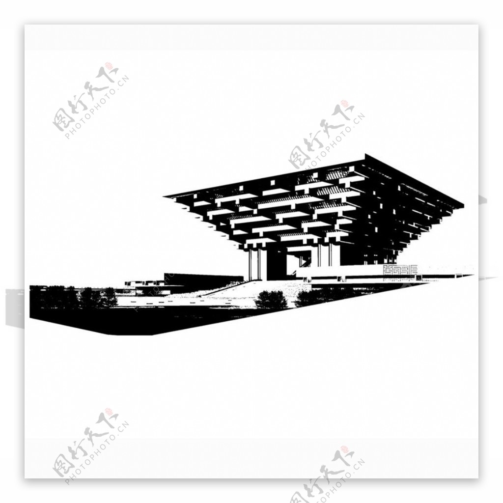 位图建筑个性建筑色彩黑白色免费素材