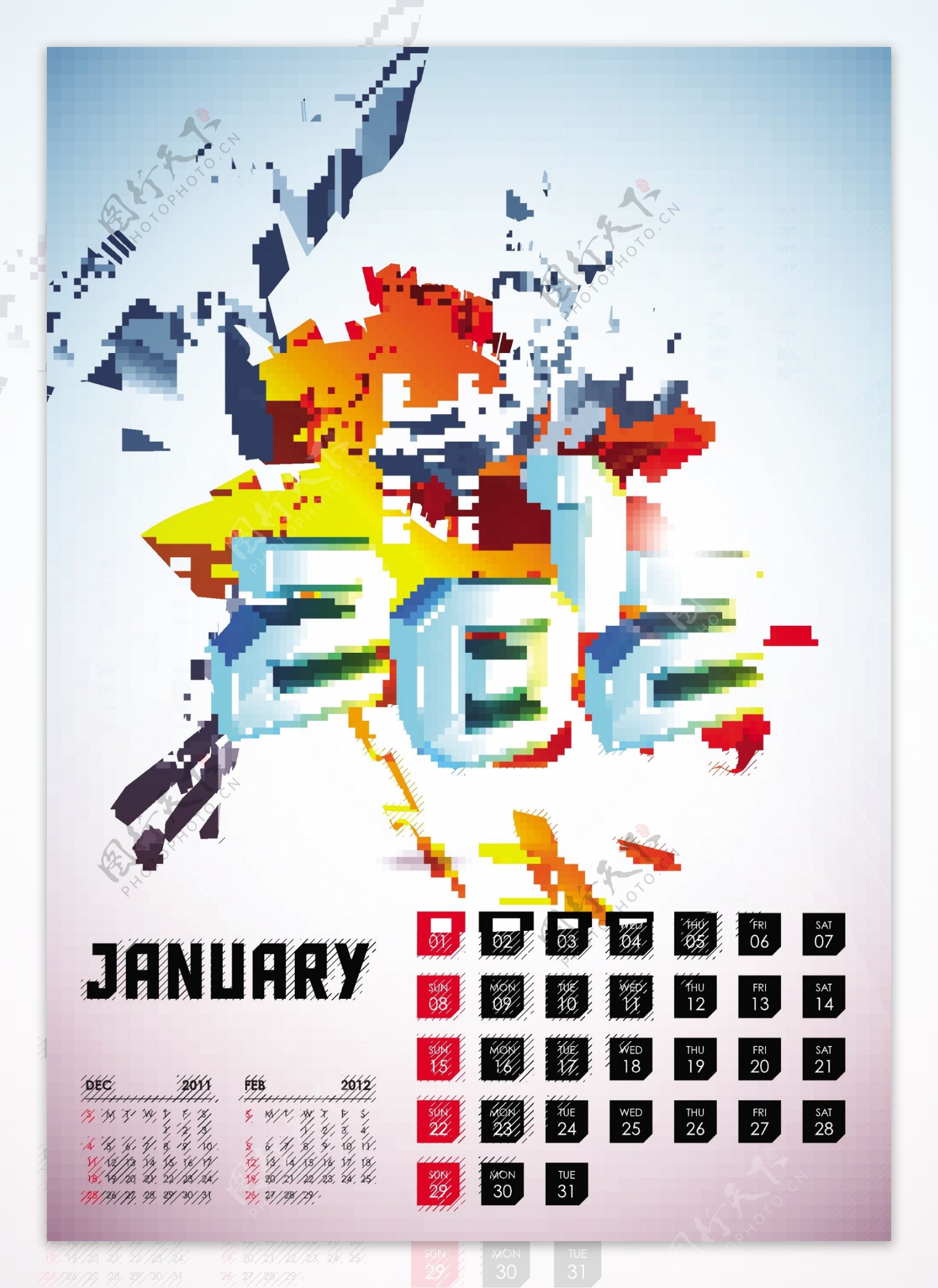 2012一月日历设计