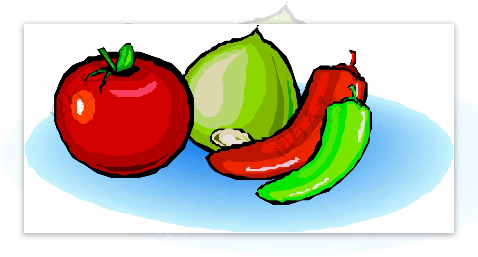 西红柿洋葱蔬菜辣椒矢量图