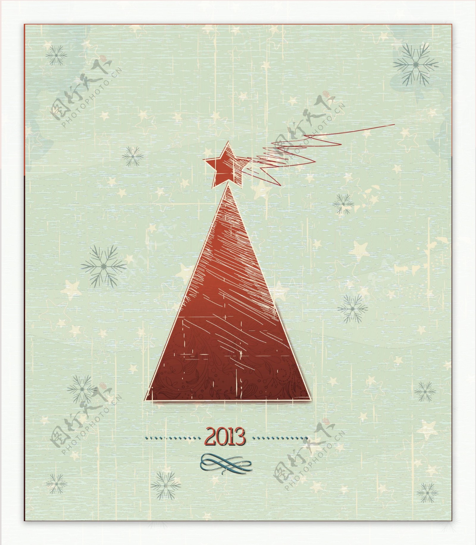 圣诞矢量插画贴纸的圣诞树