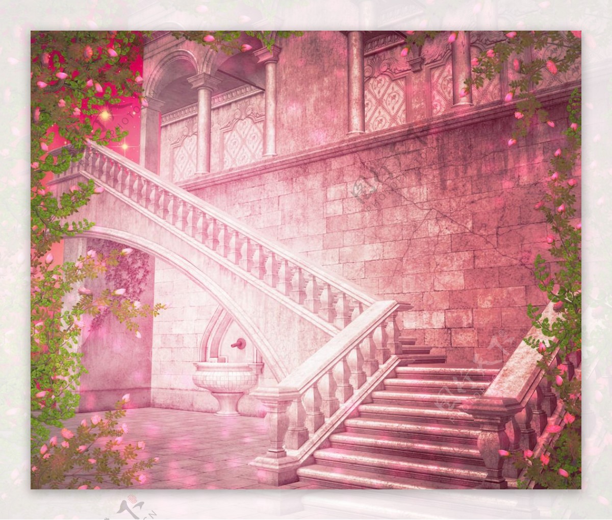 粉红色的城堡内的幻想的背景