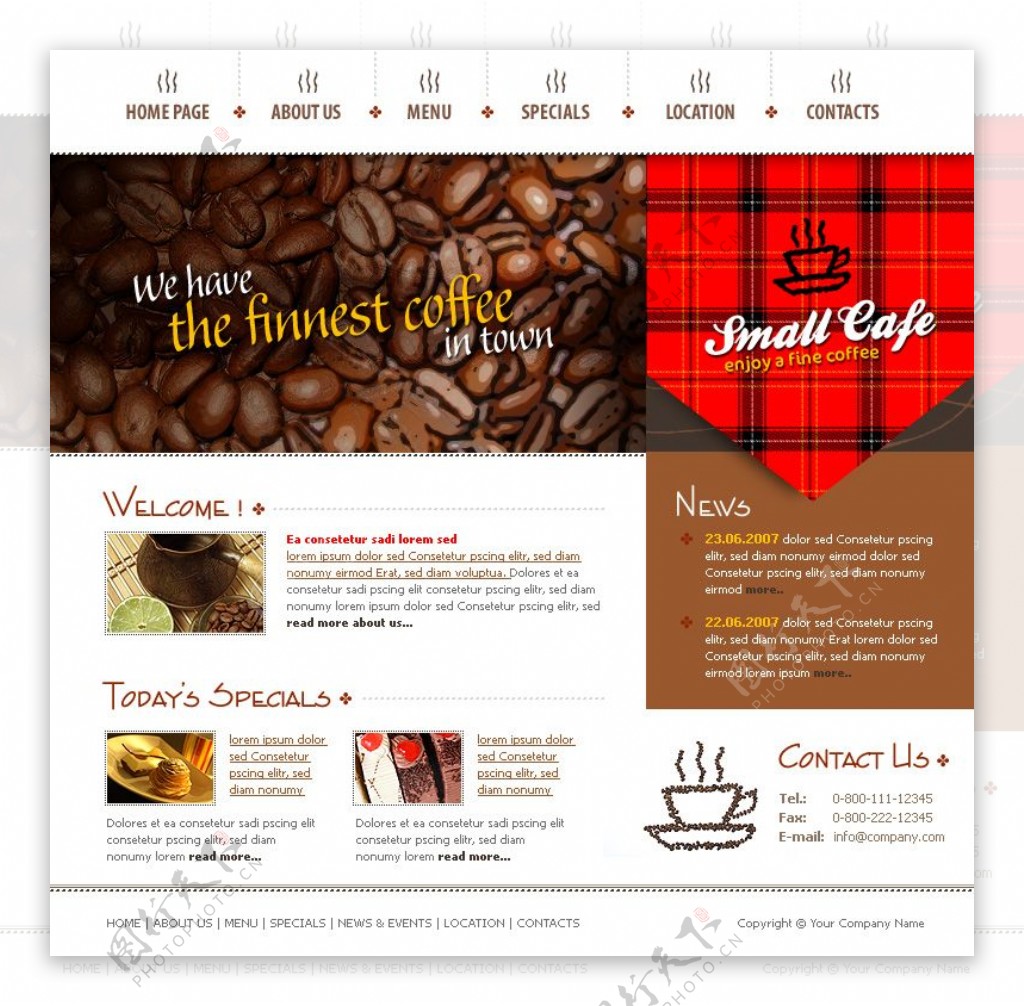 咖啡公司网页psd模板