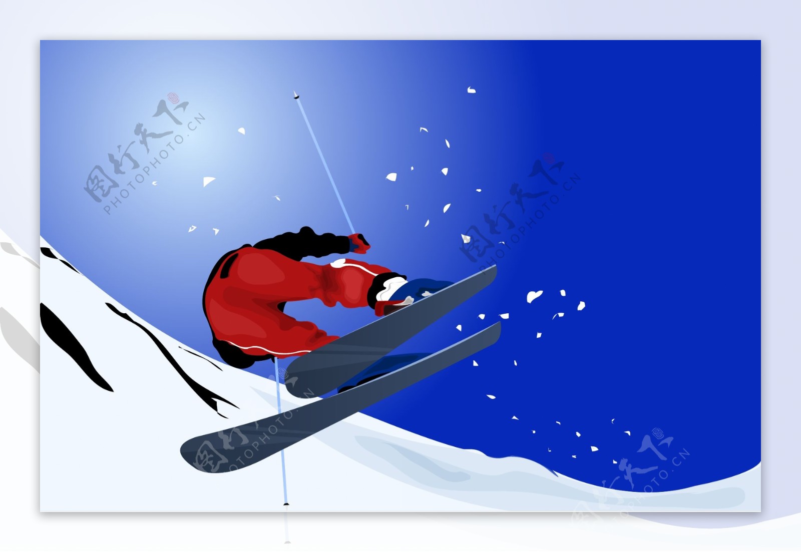 插图插画滑雪浪漫时尚