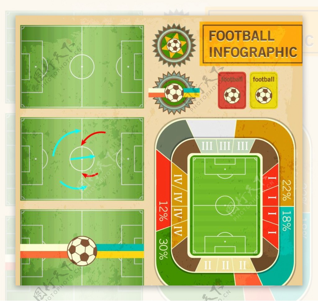 足球场信息图矢量素材