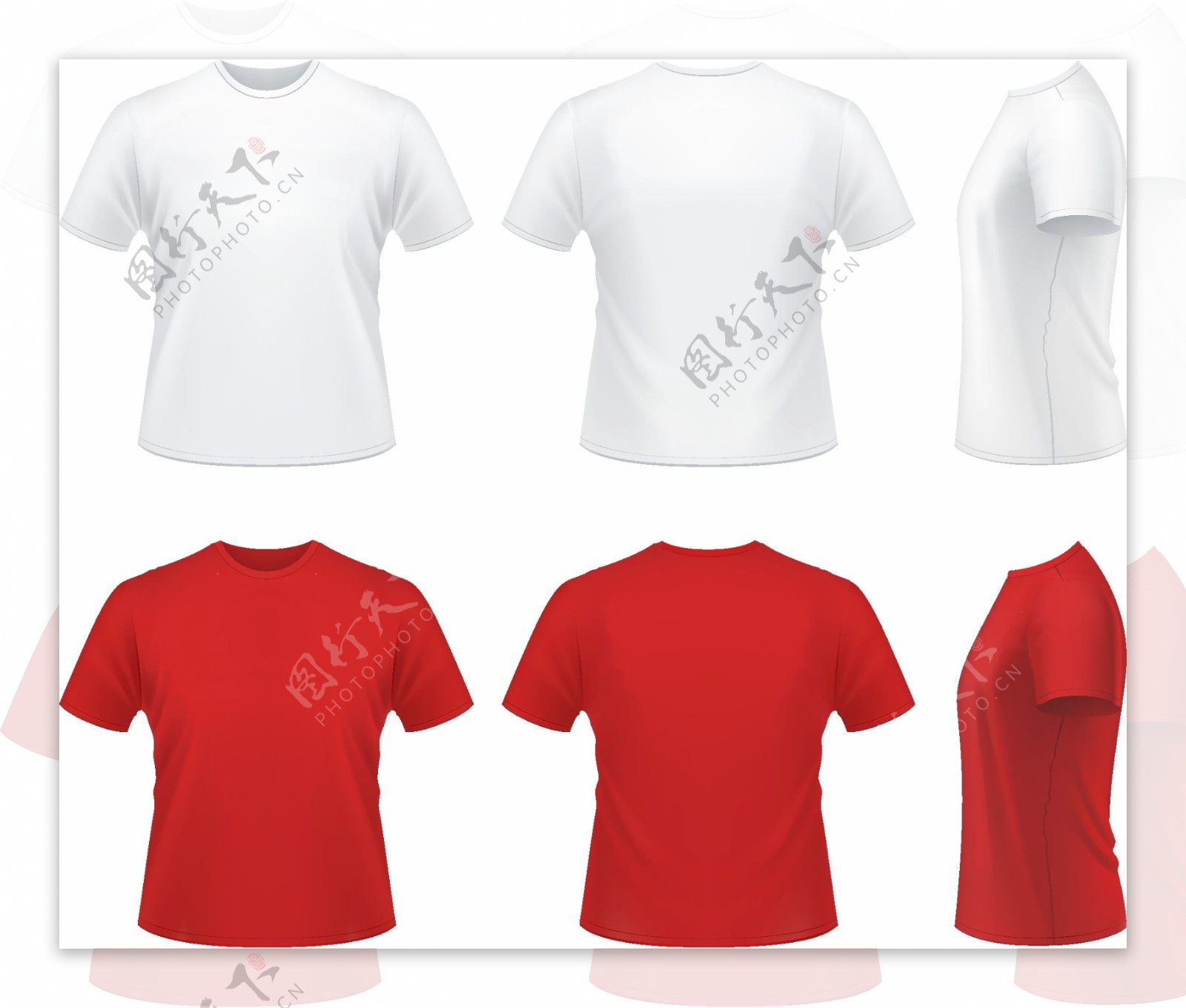 红色白色Tshirt矢量素材eps格式