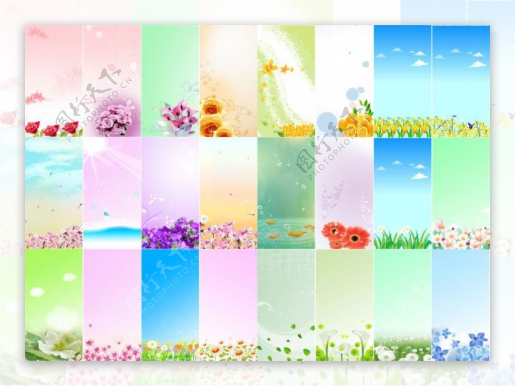 24款花卉展板背景PSD分层模板