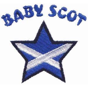 绣花青色白色英文babyScot免费素材