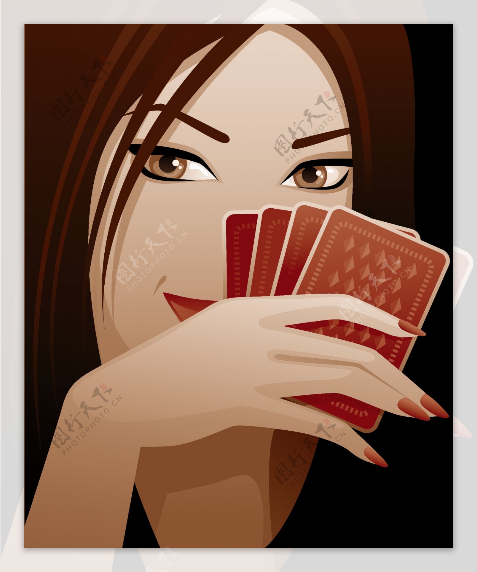 扑克和女性矢量素材