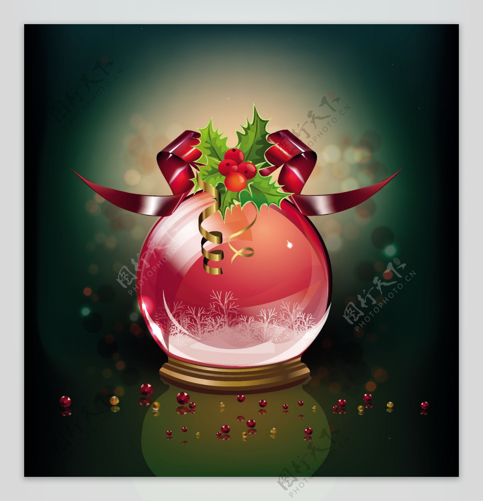 圣诞水晶球的设计背景矢量03