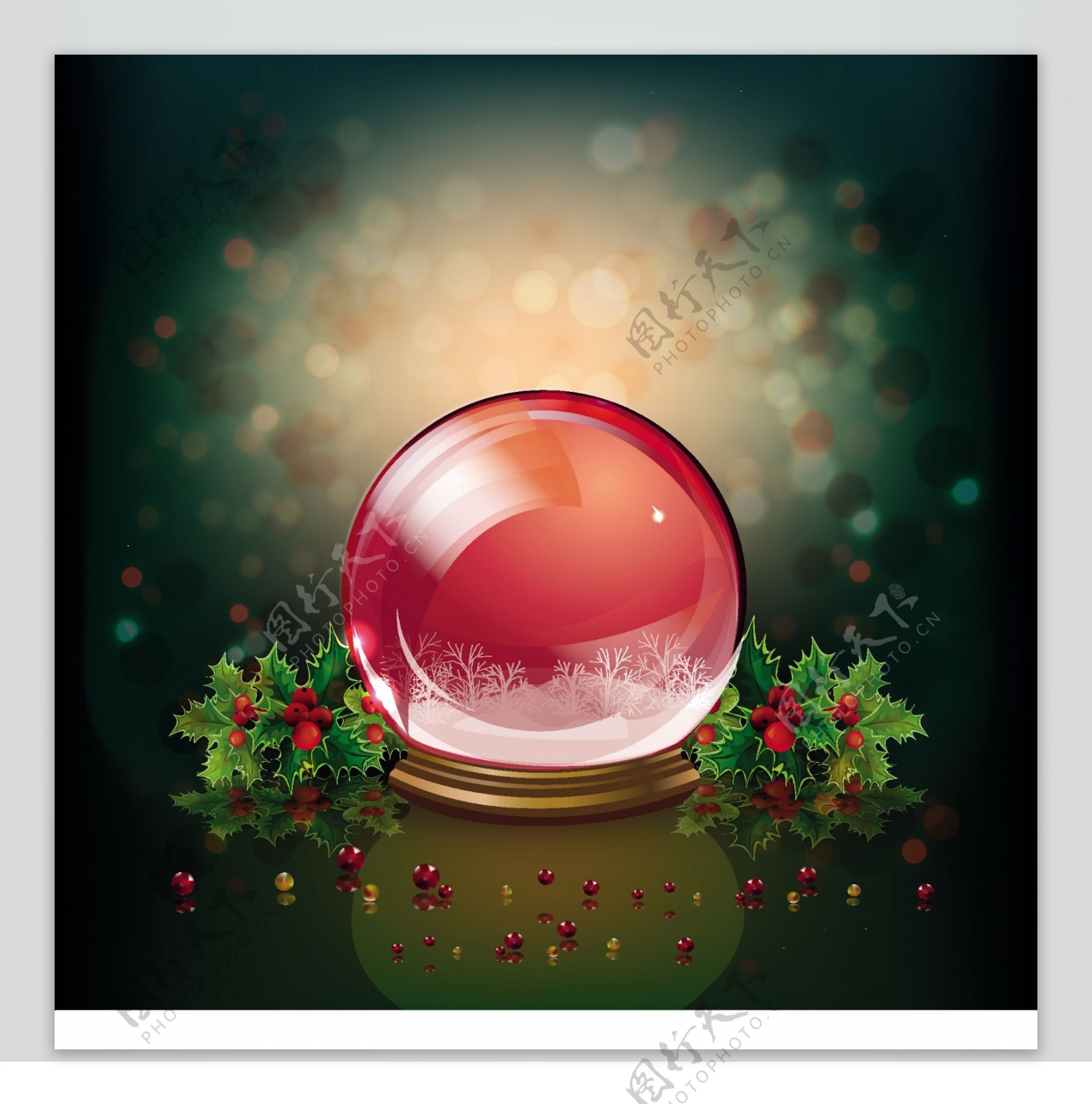 圣诞水晶球的设计背景矢量02