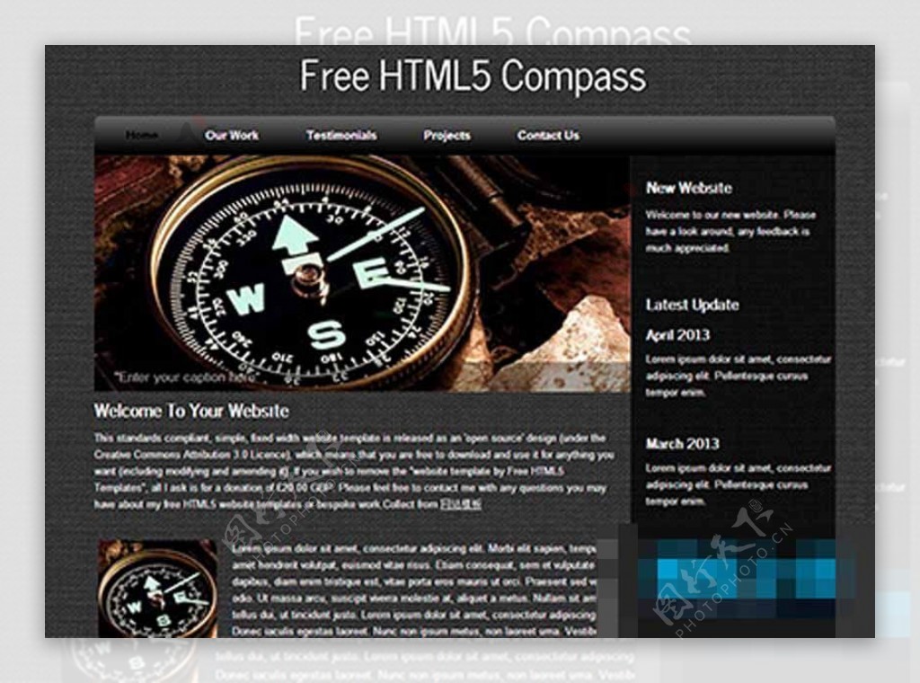 黑色斜纹背景HTML5模板下载