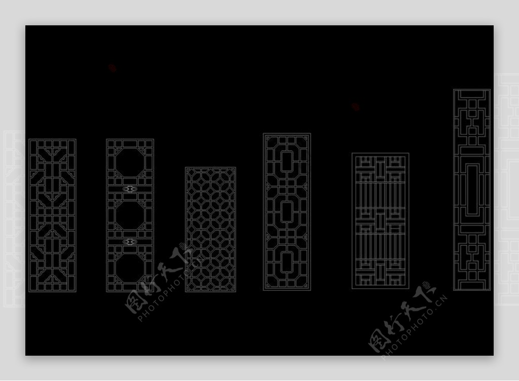 中式建筑装饰设计CAD常用窗花类模块
