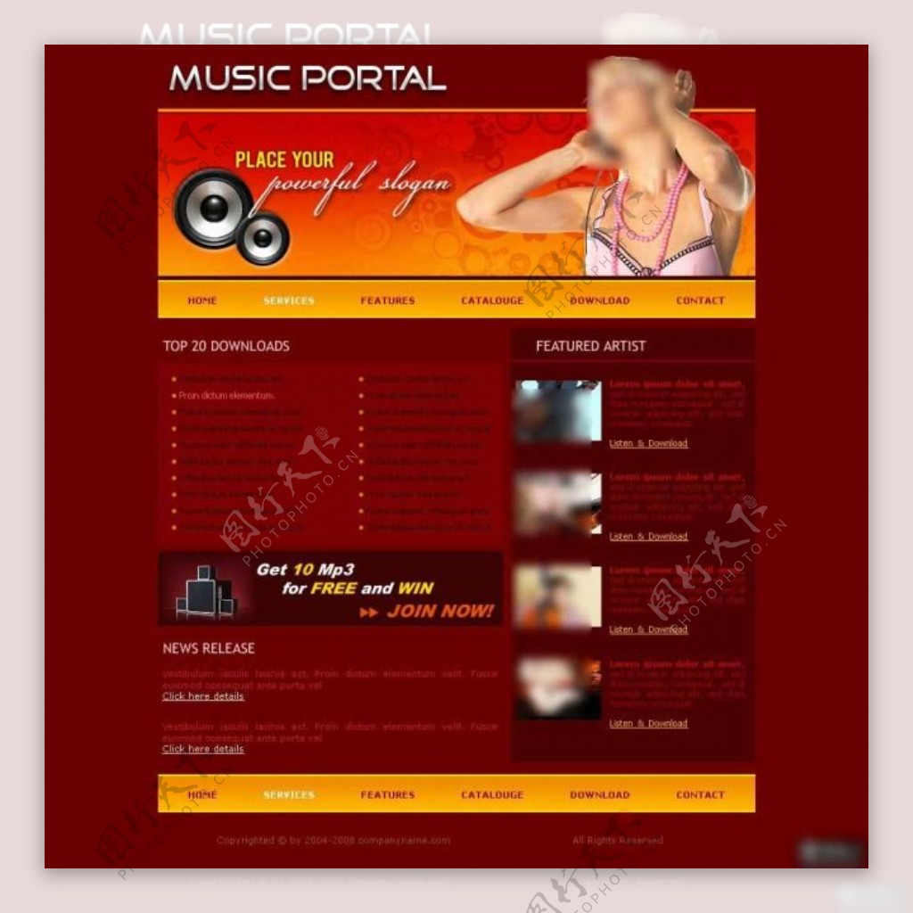 激情节奏个性音乐网站模板