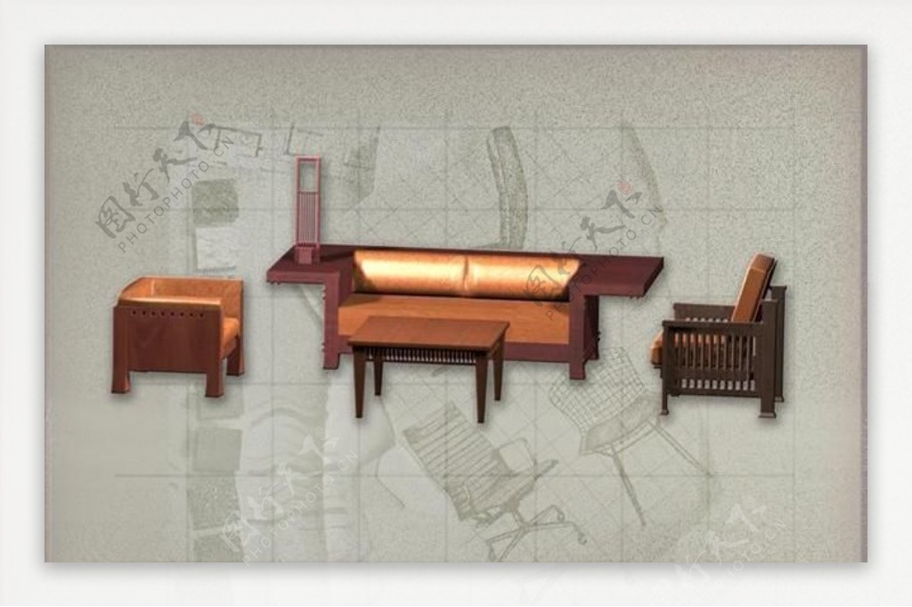 现代主义风格之家具组合3D模型组合033