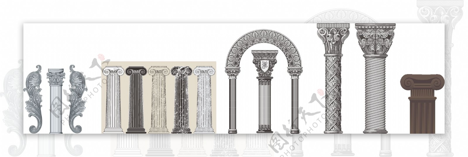 欧式柱子矢量设计素材