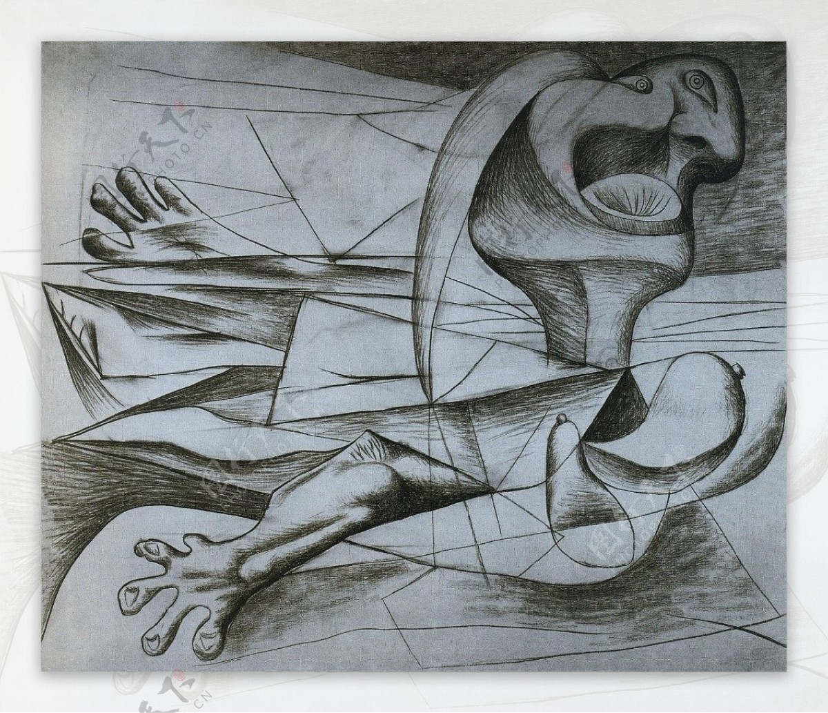 1934Lanageuse西班牙画家巴勃罗毕加索抽象油画人物人体油画装饰画