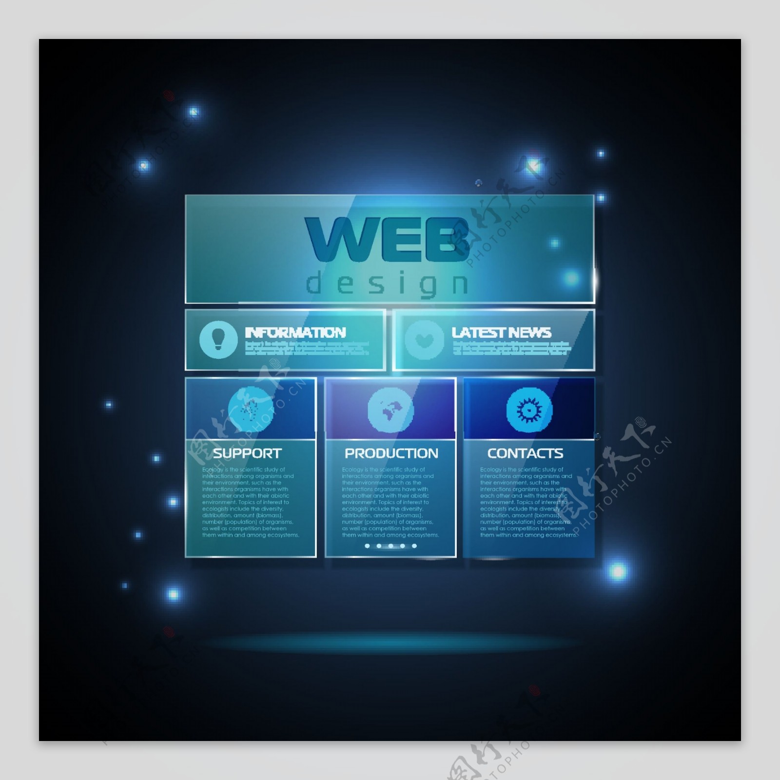 蓝色的Web图表模板设计矢量图03