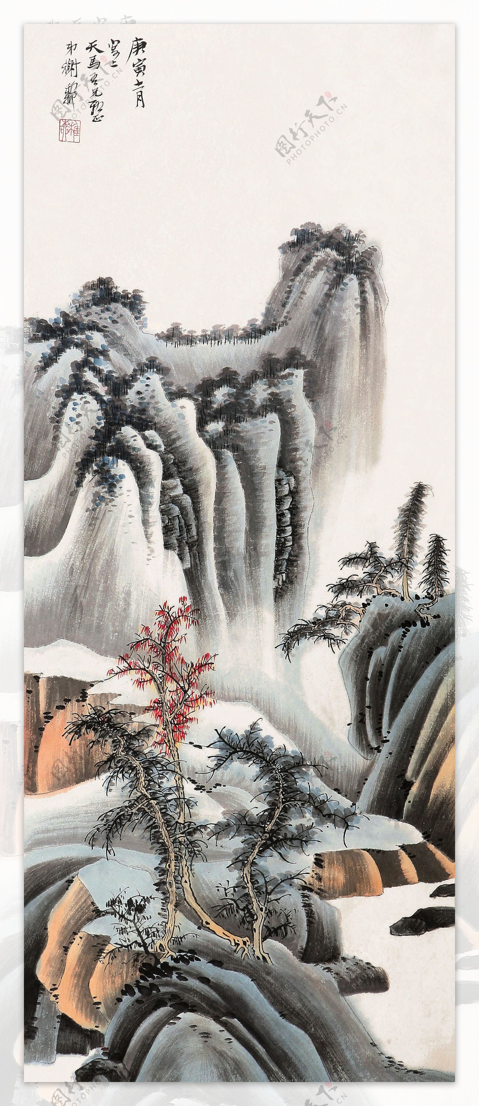秋山红树图片