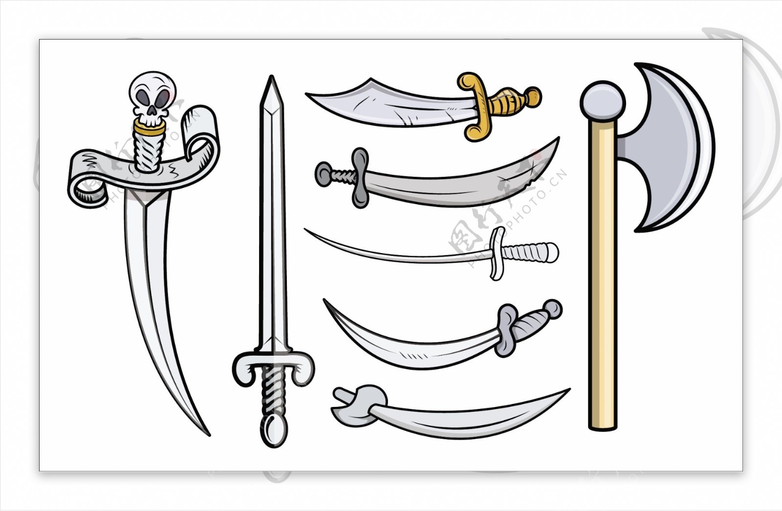 剑和武器卡通矢量图