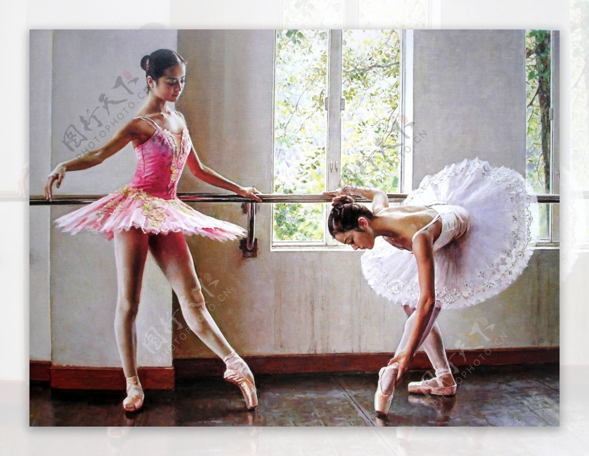 芭蕾舞伴油画