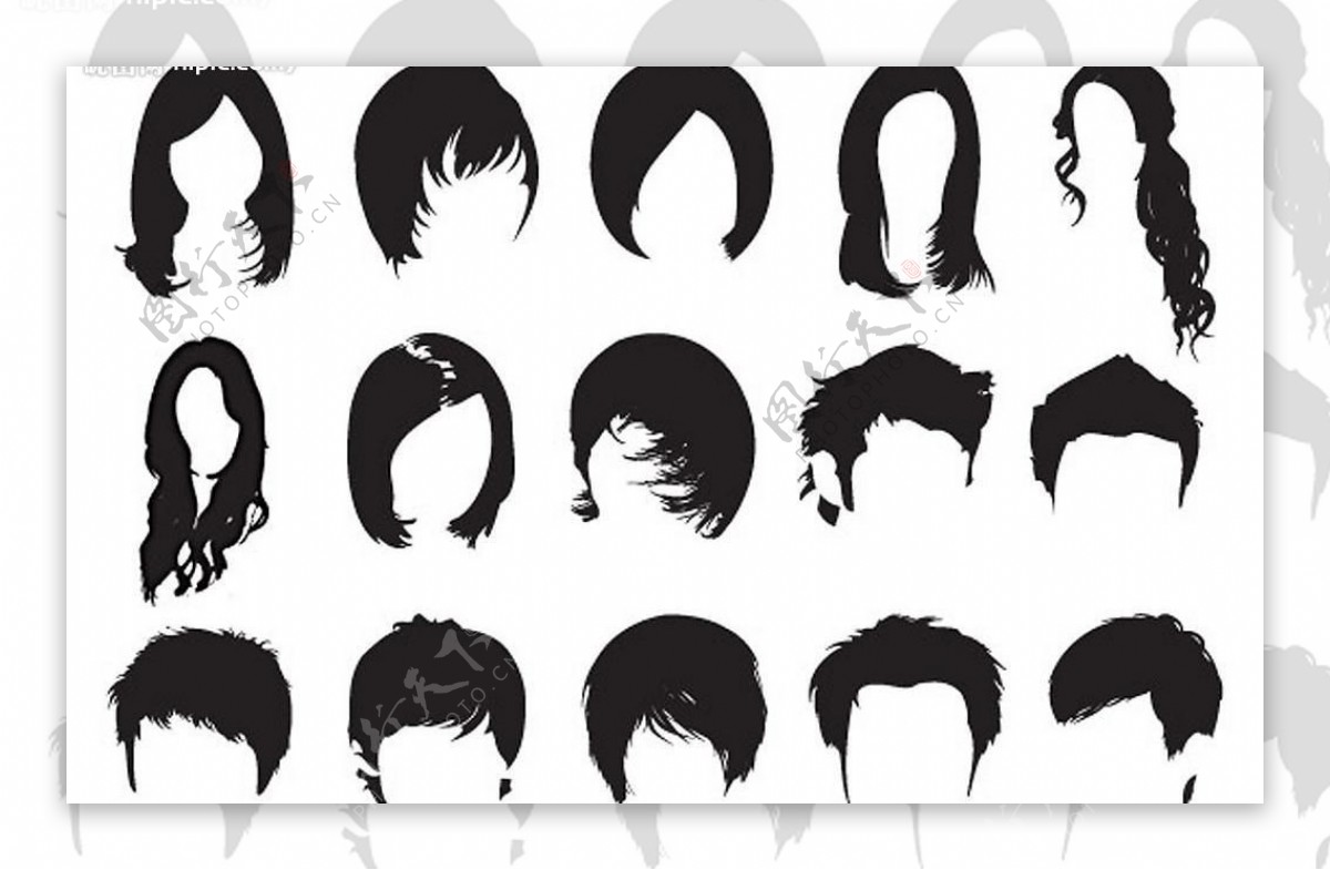 男性和女性头发photoshop笔刷图片