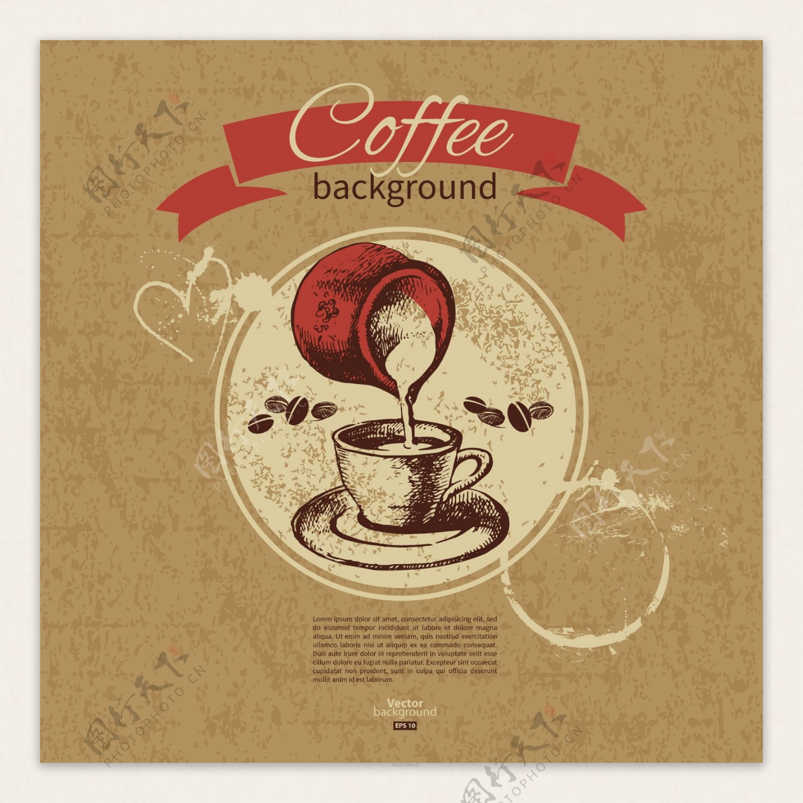 复古咖啡背景卡片