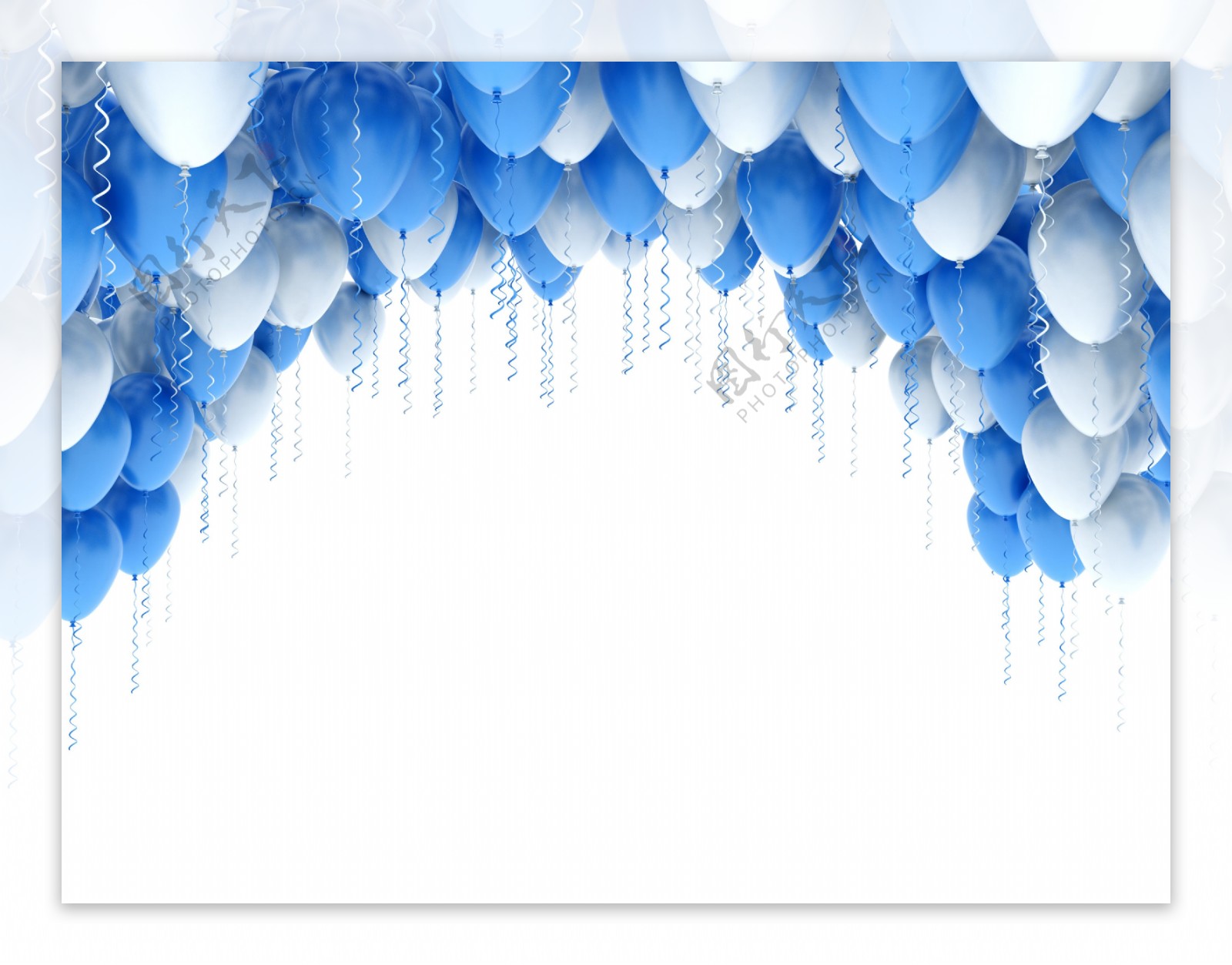 蓝色与白色气球组成的拱门高清图片