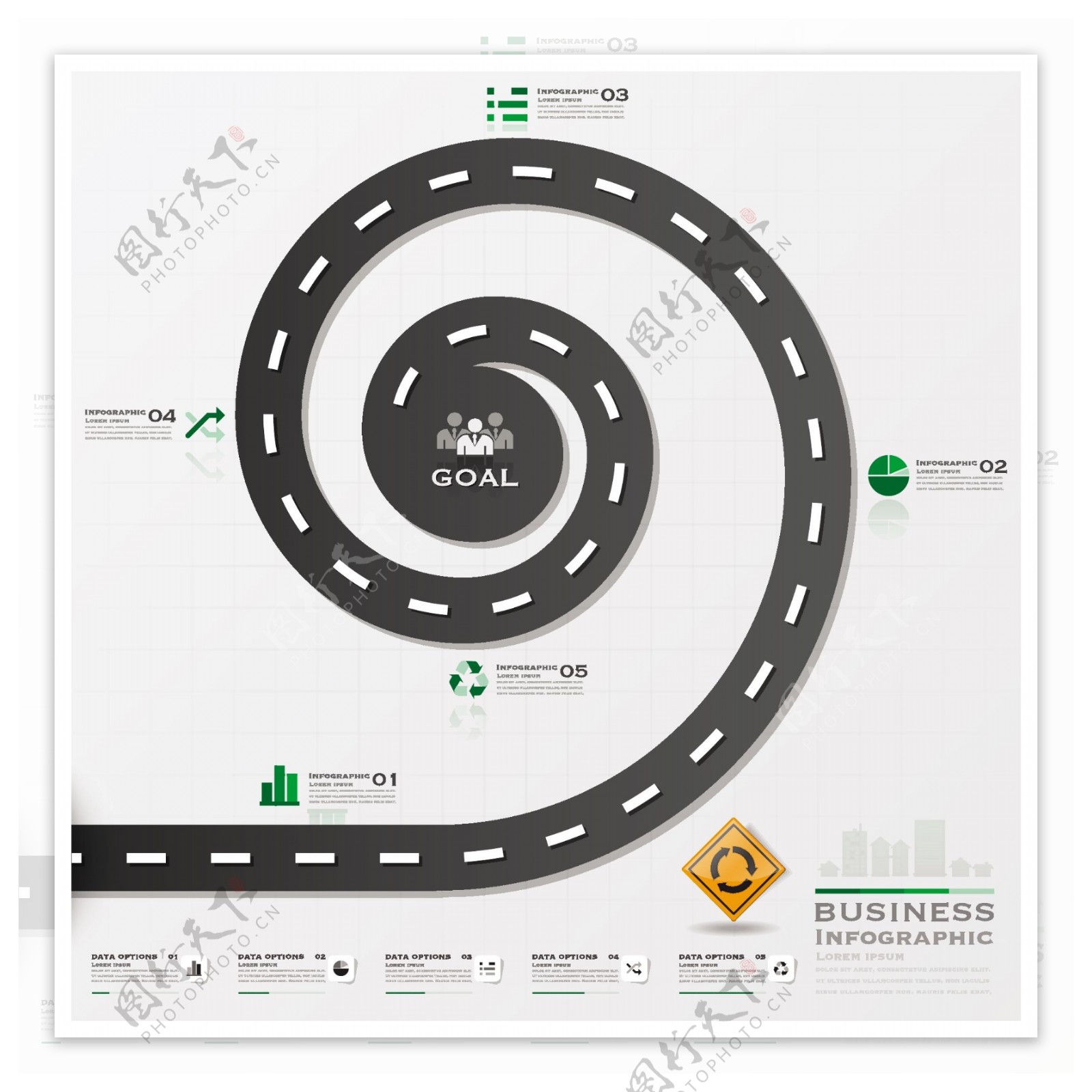 城市道路交通信息图表元素矢量图06