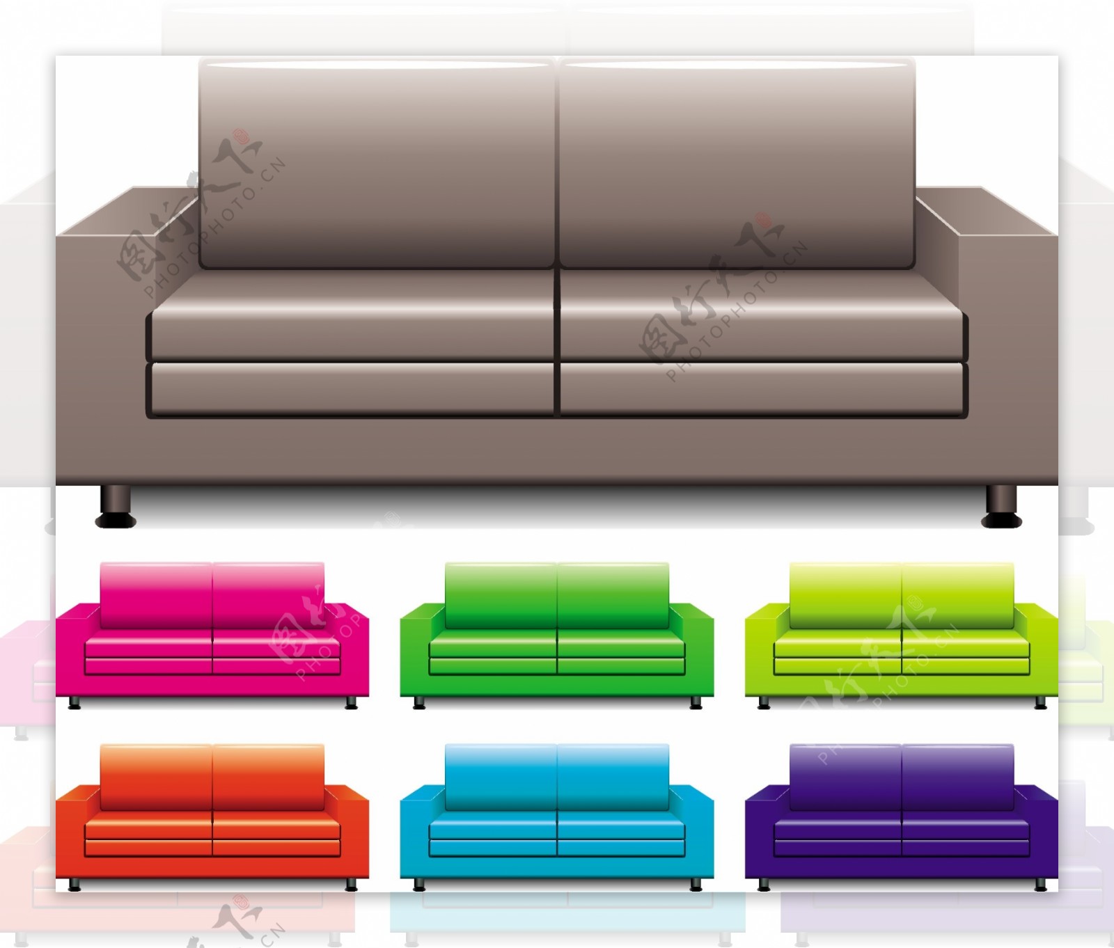 彩色时尚沙发矢量素材