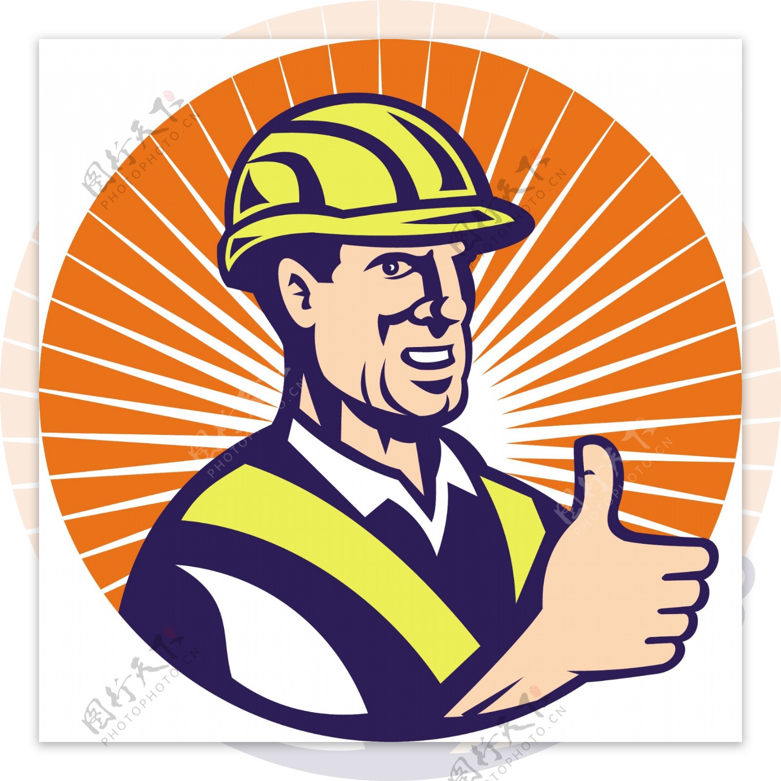 建筑工人竖起大拇指