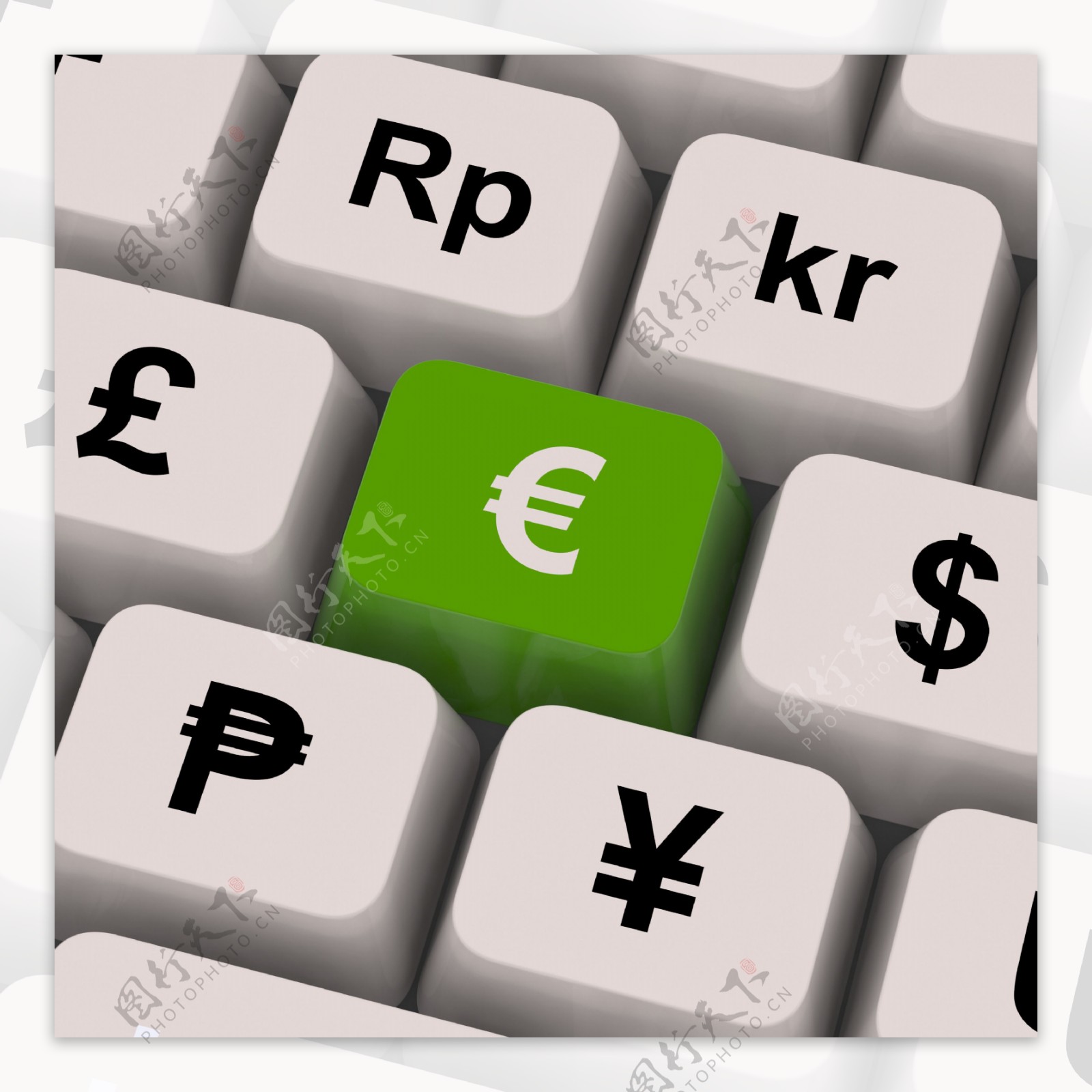 欧元和货币兑换外汇的键显示